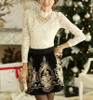 Golden Embroidery Tulle Skater Skirts Womens Floral Double Slit Skirt High Waist Skorts 2017 Spring Vintage Pleated Winter Skort