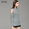 FATIKA Women's Off Shoulder Turtleneck Knitted Sweaters Autumn 2017 Fashion Pullover Jumpers Winter Oversized Sweater for Woman