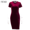 FATIKA 2017 Summer Short Sleeve Velvet Short Casual Women Dress Fashion Women Clothing Elegant Bodycon Party Dresses
