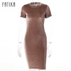 FATIKA 2017 Summer Short Sleeve Velvet Short Casual Women Dress Fashion Women Clothing Elegant Bodycon Party Dresses