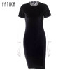 FATIKA 2017 Summer Short Sleeve Velvet Short Casual Women Dress Fashion Women Clothing Elegant Bodycon Party Dresses