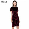 FATIKA 2017 Summer Short Sleeve Velvet Short Casual Women Dress Fashion Women Clothing Elegant Bodycon Party Dresses