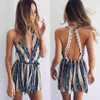 New Rompers Womens Jumpsuit 2017 Sexy Deep V Neck Sleeveless Summer Stripe Casual Playsuit Bandage Jumpsuits Women AP144