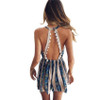 New Rompers Womens Jumpsuit 2017 Sexy Deep V Neck Sleeveless Summer Stripe Casual Playsuit Bandage Jumpsuits Women AP144