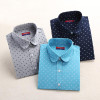 New Plus Size Polka Dot Women's Shirt Long Sleeve Blouse Cotton Ladies Tops Turn Down Collar Camisa Women Vintage Blouses 2017