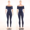 New Plus Size Jumpsuits for Women 2016 Bodycon Bodysuits Sexy Off Shoulder Slash Neck Skinny Solid Rompers Womens Jumpsuit Black