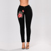 New Plus Size Blue High waist Pencil Ripped Floral Hole Jeans Woman Stretch Skinny Vintage Denim Pants Boyfriend Elastic Trouser