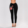 New Plus Size Blue High waist Pencil Ripped Floral Hole Jeans Woman Stretch Skinny Vintage Denim Pants Boyfriend Elastic Trouser