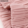 BIVIGAOS Womens Pleated Cropped Pants High Waist Wide Leg Pants Female Solid color Loose Casual Capris Pants Women Trousers