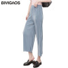 BIVIGAOS palazzo pants Women pleated wide leg pants cropped trousers 3 color high waist loose pant women pantalon femme pantolon