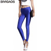 BIVIGAOS Fluorescent Color Leggings Pants Women's Ice Silk Spandex Elastic Leggings Multicolor Shiny Glossy Leggings For Women