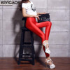 BIVIGAOS Fluorescent Color Leggings Pants Women's Ice Silk Spandex Elastic Leggings Multicolor Shiny Glossy Leggings For Women