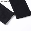 BIVIGAOS Fashion Women High Waist Torn Jeans Casual Hole Knee Skinny Denim Pencil Pants Black Ripped Jeans Leggings For Womens