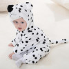 BINIDUCKLING Autumn Winter Flannel Baby Boy Clothes Cartoon Animal Jumpsuit Baby Girl Rompers Long Sleeve Hooded Infant Clothing