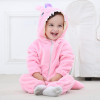 BINIDUCKLING Autumn Winter Flannel Baby Boy Clothes Cartoon Animal Jumpsuit Baby Girl Rompers Long Sleeve Hooded Infant Clothing