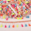 Hot Sale 2 Yards 40mm Rainbow Tassel Lace Trim Cotton Fabric Ribbon Fringe Drop Handmade Sewing Curtains Clothes Accessories