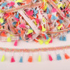 Hot Sale 2 Yards 40mm Rainbow Tassel Lace Trim Cotton Fabric Ribbon Fringe Drop Handmade Sewing Curtains Clothes Accessories