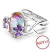 Hot Sale 12ct Genuine Amethyst Rainbow Fire Mystic Topaz Solid 925 Sterling Silver Women Ring Fashion Jewelry Promotion