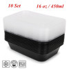 Hot Sale 10Pcs 450ML Black Disposable Food Container Snack Packing Boxes Microwaveable PP Lunch Bento Box