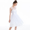 2017 New White Lace Cocktail Dress tulle Sleeveless Applique Pearls Short Mini Vestidos de Prom Gown girls Formal Party Dresses