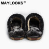 2017 New Waterproof Winter Warm Indoor Shoes Thick Slippers Men Furry Slippers Genuine Leather Slippers 8816