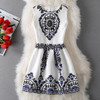 2017 New Vestido De Festa Women Summer Casual Print Dress Vintage Sexy Party Vestidos Slim Plus Size Ladies Maxi Boho Clothing