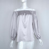 Weekeep 2016  Autumn Sexy Off Shoulder Glossy Blouse Shirt Soft Satin Flare Sleeve Tops Elegant Party Women Blouses Blusas