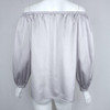 Weekeep 2016  Autumn Sexy Off Shoulder Glossy Blouse Shirt Soft Satin Flare Sleeve Tops Elegant Party Women Blouses Blusas