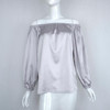 Weekeep 2016  Autumn Sexy Off Shoulder Glossy Blouse Shirt Soft Satin Flare Sleeve Tops Elegant Party Women Blouses Blusas