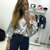 Weekeep 2016  Autumn Sexy Off Shoulder Glossy Blouse Shirt Soft Satin Flare Sleeve Tops Elegant Party Women Blouses Blusas