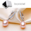 Wedding natural freshwater pearl hoop earrings women,white pink 925 sterling silver pearl earring jewelry for girl birthday gift