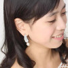 Wedding long white natural freshwater pearl stud earrings for women,925 silver pearl jewelry earrings mother pearl jewelry