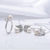 Wedding freshwater pearl jewelry sets silver women,White natural pearl sets girls trendy pendant earring birthday party
