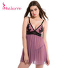 Wealurre New Fantasy Women Sexy Lingerie V-neck European Sleepwear Dress Embroidery Strap Lace Nightgowns Nightdress&Thongs Sets