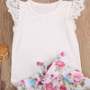 US Stock Floral Newborn Baby Girls Lace Romper Pants Headband Outfit Set Clothes Infant Toddler Girl Brief Clothing Set Playsuit