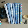 Urijk 7PCs/Lot 25x25cm Mixed Fabric DIY Patchwork Blue Flower Series Quilting Fabric Tissu Patchwork Sewing Accessories