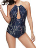Bandage Splash Print One Piece Swimsuit