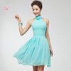 bandage back Elegant Short Bridesmaid Dress Sexy Wedding Knee-length Party Dress 2017 Coral Bridesmaids Dress Turquoise Gowns