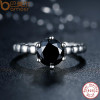 BAMOER Genuine 100% 925 Sterling Silver Ring with Black Cubic Zirconia For Women Wedding Jewelry PA7109