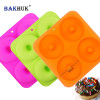 BAKHUK 1pc Non-Stick Silicone Donut Mold Pan Donut Baking Moulds - 3 Colors, Rose red, Green, Orange