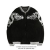 Hot Japanese Harajuku YOKOSUKA Feel Dragon Embroidery Cool Jacket Long Sleeve Baseball Casual Outwear Coat High Quality