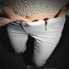 Hot in American European Lady Zip Pencil Pants High Waisted Slim Stretch Leggings Trousers Pants White&Black pantalon femme hive