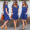 Fashion Summer Women ShortSleeve Dress Casual Sexy V-Neck Elegant Mini Dresses Clothes 2018