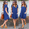 Fashion Summer Women ShortSleeve Dress Casual Sexy V-Neck Elegant Mini Dresses Clothes 2018