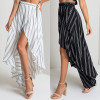 Fashion Summer Style Beach Striped Printed Irregular Skirts 2016 Sexy Lady Boho Maxi Skirt Women Casual Long Faldas Largas