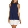 Fashion Summer Ruffles Fashion Blouses Sleeveless O-neck Casual Women Chiffon Blouse Blusas Chic Elegant Navy Black Shirts Tops