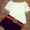 Fashion Summer Lace Crochet Off Shoulder Chiffon Shirt Casual Tops Blouse Fashion Summer Lace Crochet Off Shoulder Chiffon Shirt Casual Tops Blouse