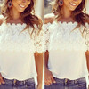 Fashion Summer Lace Crochet Off Shoulder Chiffon Shirt Casual Tops Blouse Fashion Summer Lace Crochet Off Shoulder Chiffon Shirt Casual Tops Blouse