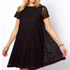 Fashion Summer Dress 2018 Women Casual Mini Dress Short Sleeve A-Line Hollow Out Lace Sexy
