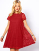 Fashion Summer Dress 2018 Women Casual Mini Dress Short Sleeve A-Line Hollow Out Lace Sexy